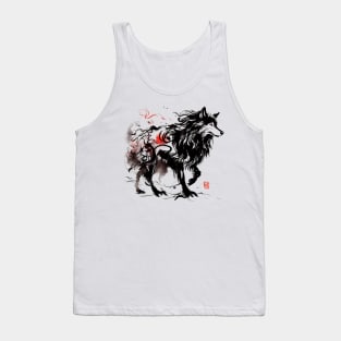 Chinese Style Ink Wolf Tank Top